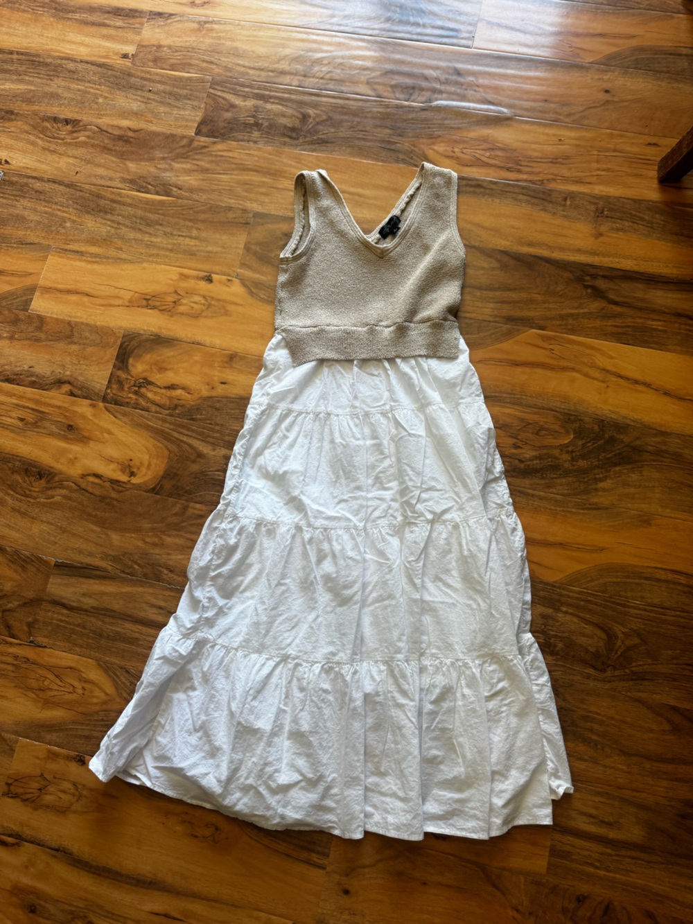 Say What? Two-Tone Maxi Dress in Beige and White - Picture 2 of 4